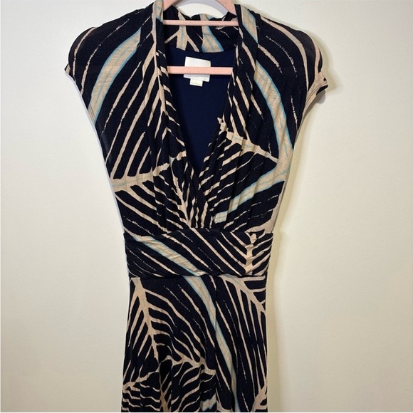 Maeve Anthropologie Desert Star Maxi Cap Sleeve Wrap Navy Geometric Dress Small - Picture 4 of 10